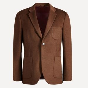 FRANK & OAK BROWN WOOL BLEND PATERNED BLAZER SPORTS COAT 40